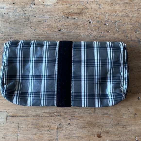 J.Crew Silk Purse – Black & White Plaid with Rhinestone Accent – Like New - Picture 5 of 6